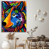 Painting by numbers: Colorful wolf in the style of Picasso and the Wild Beast